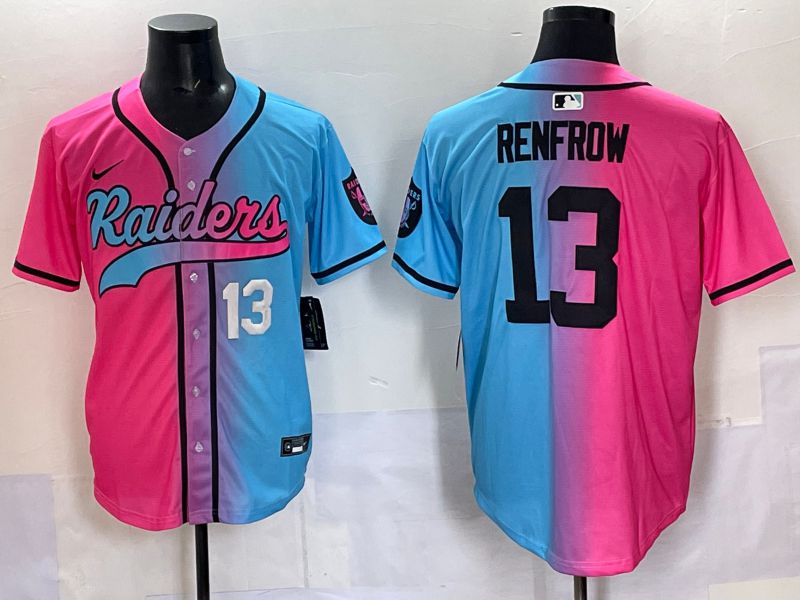 Men 2025 Oakland Raiders #13 Renfrow Blue pink Nike Limited NFL Jersey 005